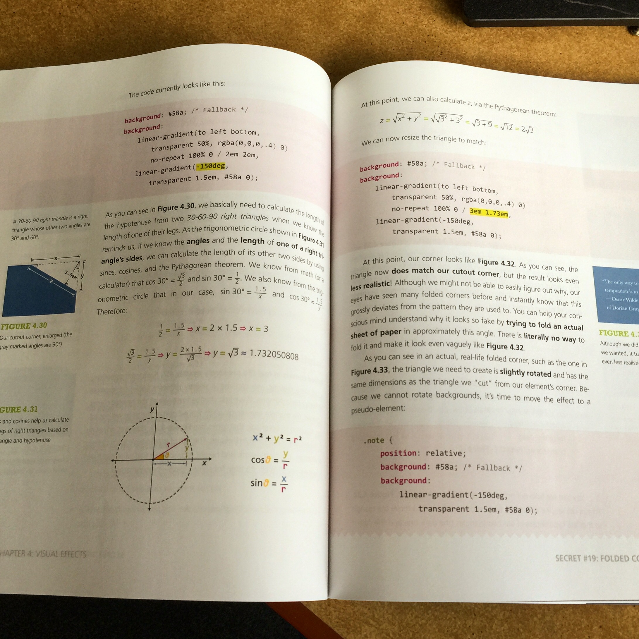 CSS Secrets, open in a spread showing a section with geometry